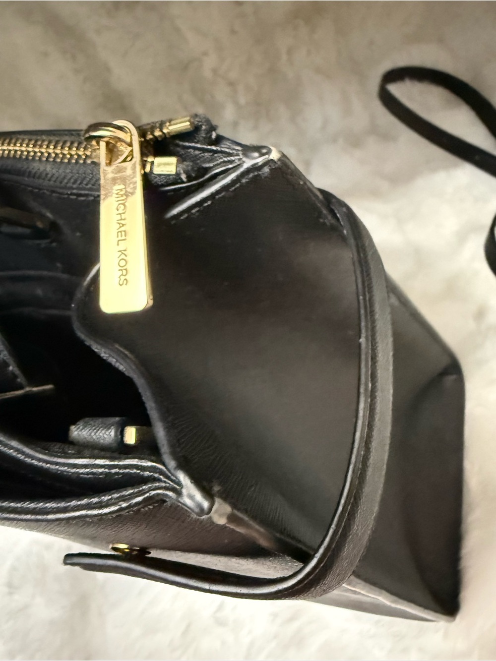 Michael Kors Black Saffiano Satchel with Gold Accents - Picture 7 of 9
